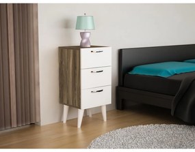 Nočný stolík BELLINI 80x40 cm hnedá/biela