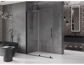 Mexen Velar, posuvné dvere do otvoru typ Walk-In 150 cm, 8mm číre sklo, čierna matná, 871-150-000-03-70