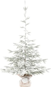Stromček v jutovom obale - umelý smrek, 150 cm, zasnežený Farba: Biela