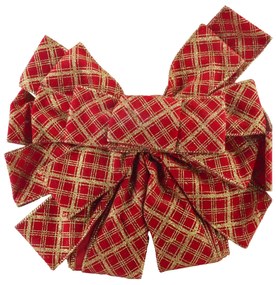 Vánoční dekorativní mašle Santa Lila 32x130 cm červená s kostkovaným vzorem