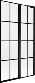 Mexen Mist L, 2-krídlová vaňová zástena, pravá 100 x 150 cm, čierna mriežka, čierna - 8A9L-100-011-70-77-P