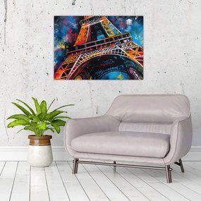 Sklenený obraz - Maľba Eiffelovej veže II. (70x50 cm)