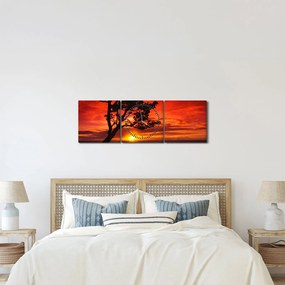 Obraz - Západ slnka (s hodinami) (90x30 cm)
