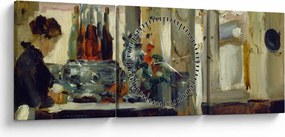 Obraz - Style of Edouard Manet, Bon Bock Cafe, reprodukcia (s hodinami) (90x30 cm)