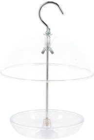 Závesné kŕmidlo pre vtáky Round, 21,5x15,5 cm, plast, transparentná