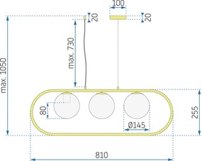 Toolight - Moderná stropná lampa 3xE27 60W APP915-3CP, zlatá, OSW-03205