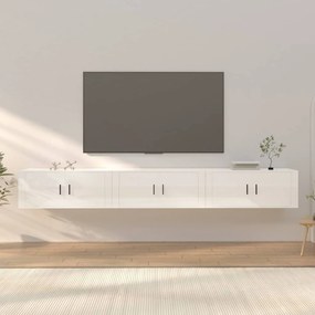 Nástenné TV skrinky 3 ks lesklé biele 100x34,5x40 cm 3188376