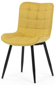 Židle jídelní, žlutá látka, černé kovové nohy