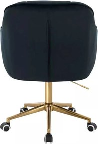 LuxuryForm DESIGN Stolička AVOLA VELUR na zlatej podstave s kolieskami - čierna