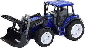 LEAN Toys Poľnohospodársky traktor s pohyblivou lyžicou Svetlá Zvuky Modrá 1:10