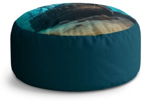 Sablio Taburet Circle Vrak drevenej lode na dne mora: 40x50 cm