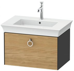 DURAVIT White Tulip závesná skrinka pod umývadlo, 1 zásuvka, 684 x 458 x 410 mm, dub prírodný masív/grafit vysoký lesk, WT42510H5H1