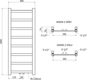 Mexen Bolt, vykurovacie teleso 1000 x 400 mm, 228 W, spodné a stredové, antracitová, W126-1000-400-00-66