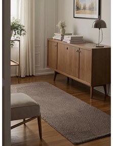 Ručne tkaný vlnený behúň taupe 80x300 cm Eleni Taupe – Hanse Home