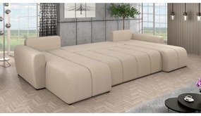 Čalúnená univerzálna rozkladacia sedacia súprava v tvare U NEWPORT béžová