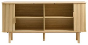 Nízka komoda v dekore duba s posuvnými dverami v prírodnej farbe 76x160 cm Cavo – Unique Furniture