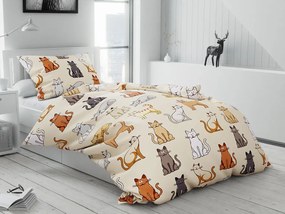 Bavlnené obliečky COLORED CATS PURE krémové Rozmer obliečky: 70 x 90 cm | 140 x 200 cm