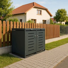 Kovový prístrešok pre 2 popolnice, antracit, 132×116×80 cm