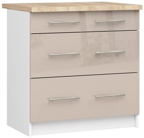 Dolná kuchynská skrinka Ozara S80 3SZ (biela + cappuccino lesk). Akcia -12%. Vlastná spoľahlivá doprava až k Vám domov. 1071128