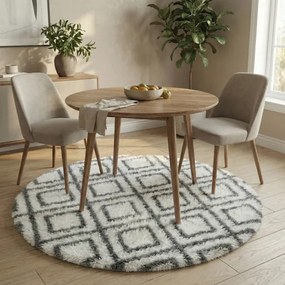 Protišmykový koberec DECOR biely / sivý kruh