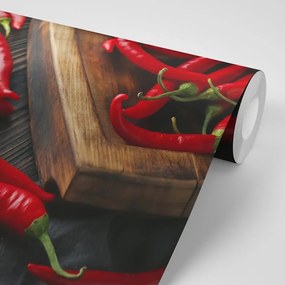 Fototapeta doska s chili papričkami - 150x100
