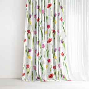 Goldea dekoračný záves - farebné tulipány 280x150 cm