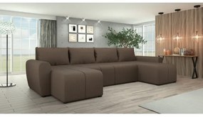 Čalúnená univerzálna rozkladacia sedacia súprava v tvare U NEWPORT hnedá