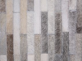 Kožený koberec 140 x 200 cm sivý AHILLI Beliani
