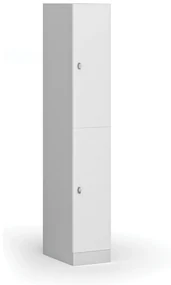 Šatníková skrinka s úložnými boxmi, 2 boxy, 1850 x 300 x 500 mm, otočný zámok, laminované dvere, biela