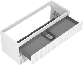 Mexen Rivel, kúpeľňová skrinka pod umývadlo 120 cm, 2 zásuvky, drážkovaná, biela matná, 91A20-12047-2-BFF01