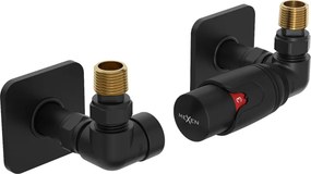 Mexen G00, axiálny ventil G1/2" s hranatými krytkami a termostatickou hlavicou M30x1,5 mm, čierna matná, W903-900-909-70