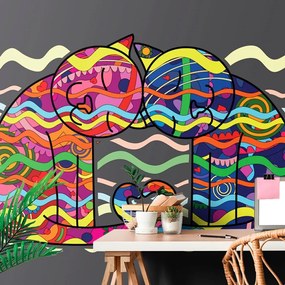 Tapeta zamilované mačky v pop art štýle - 375x250