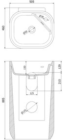 Mexen Irma, voľne stojace umývadlo 51x46x89 cm, biela, 26145100