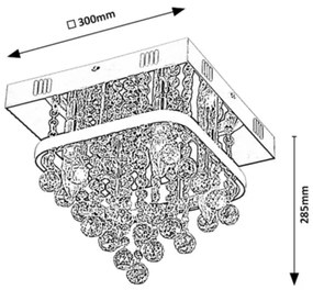 Rabalux 2238 - Krištáľový prisadený luster PALLAS LED/23W/230V + 4xE14/40W