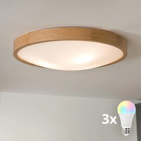 Brilagi-LED RGBW stmievateľné stropné svietidlo CARVALHO SLIM 3xE27/15W/230V Wi-Fi dub pr. 47