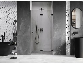 Mexen, Mexen Lunar-F pravé skladacie sprchové dvere 70 cm, priehľadné, čierne - 836-070-000-70-00-P