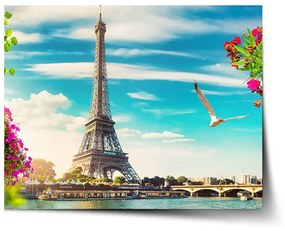 Sablio Plagát Paríž Eiffelova veža Mraky - 90x60 cm
