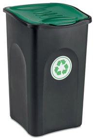 STEFANPLAST Odpadkový kôš na triedený odpad ECOGREEN 50 l, čierny/zelené veko
