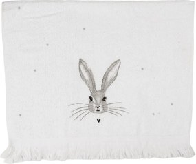 Biely froté uterák s hlavou králika a srdiečkom - 40*66 cm