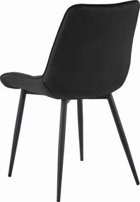 Set troch jedálenských stoličiek BERA zamatové čierne / čierne nohy (3ks)