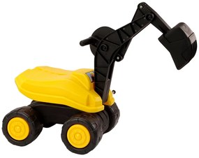 LEAN TOYS Bager s pohyblivou rotáciou 360*, konštrukcia na sedenie -žltá