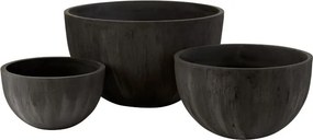 Sada troch čiernych keramických kvetináčov - 61*61*37,5 cm