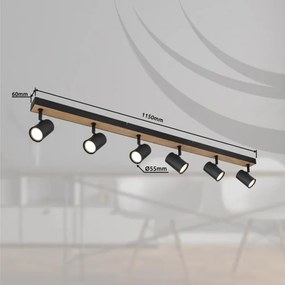 Globo 57911-6DBW - Bodové svietidlo ROBBY 6xGU10/35W/230V čierna/hnedá