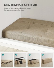 Taburetka s úložným priestorom, skladacia lavica, 38 x 110 x 38 cm, ťavia hnedá