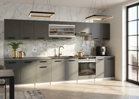 Kuchynský nábytok 320 cm sivá antracit grafit s pracovnou doskou  TOR PRIMO320/4/WT/SR/0/B1