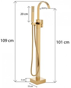 Erga Enzo, voľne stojaca vaňová batéria h-1090, zlatá lesklá, ERG-YKA-BS.ENZO-GLD