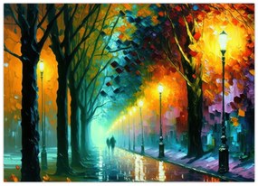 Sklenený obraz - Nočná prechádzka (70x50 cm)