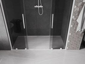 Mexen Velar L Duo, posuvné sprchové dvere do otvoru 170 cm, 8mm šedé sklo, biela matná, 871-170-003-42-20