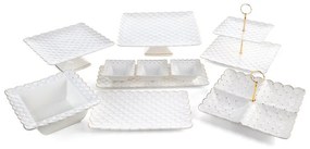 Dekorstudio Ozdobné misky na podnose BELIA03 40 x 15 x 5 cm - krémové