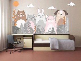 Samolepka na stenu s motívom milých zvieratiek 60 x 120 cm